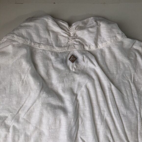 prAna Women’s Round Neck 2 Button L/S White Top Organic Cotton Tag Size Medium - Picture 12 of 14